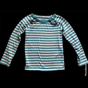 Gap long sleeve buttons teal cream striped size 5